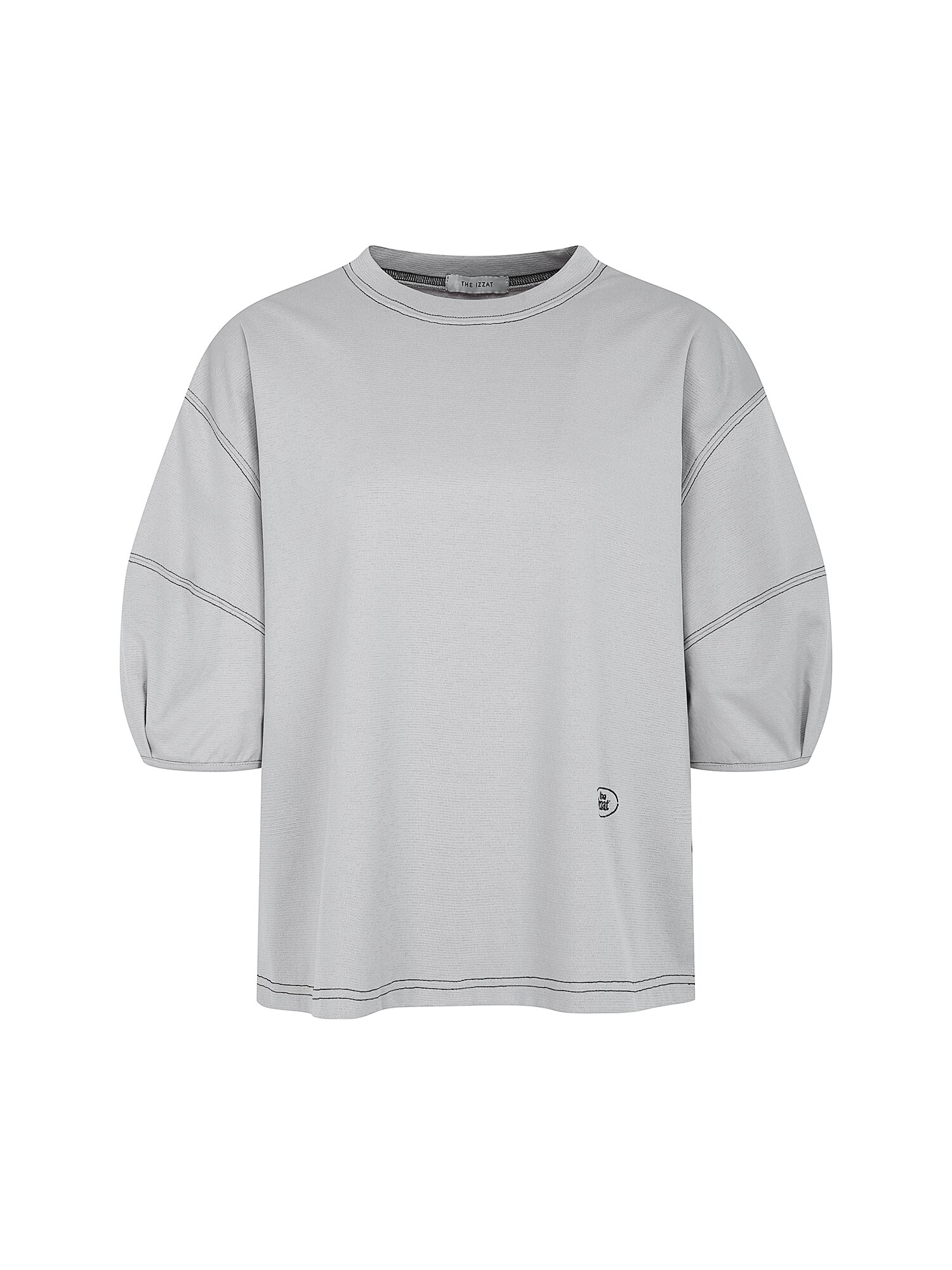 코튼 로고 자수 스티치 티셔츠 (LIGHT GREY)