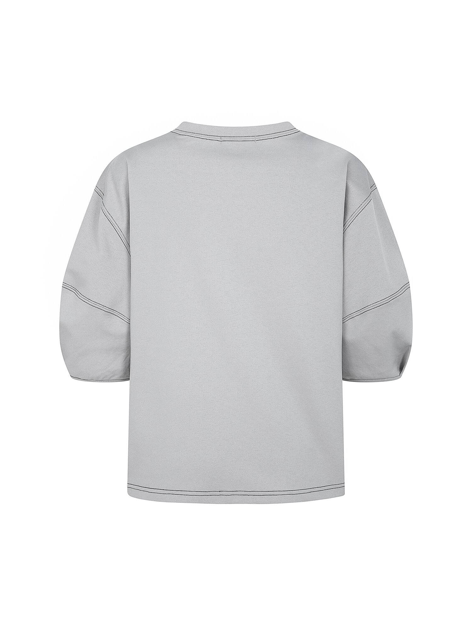 코튼 로고 자수 스티치 티셔츠 (LIGHT GREY)