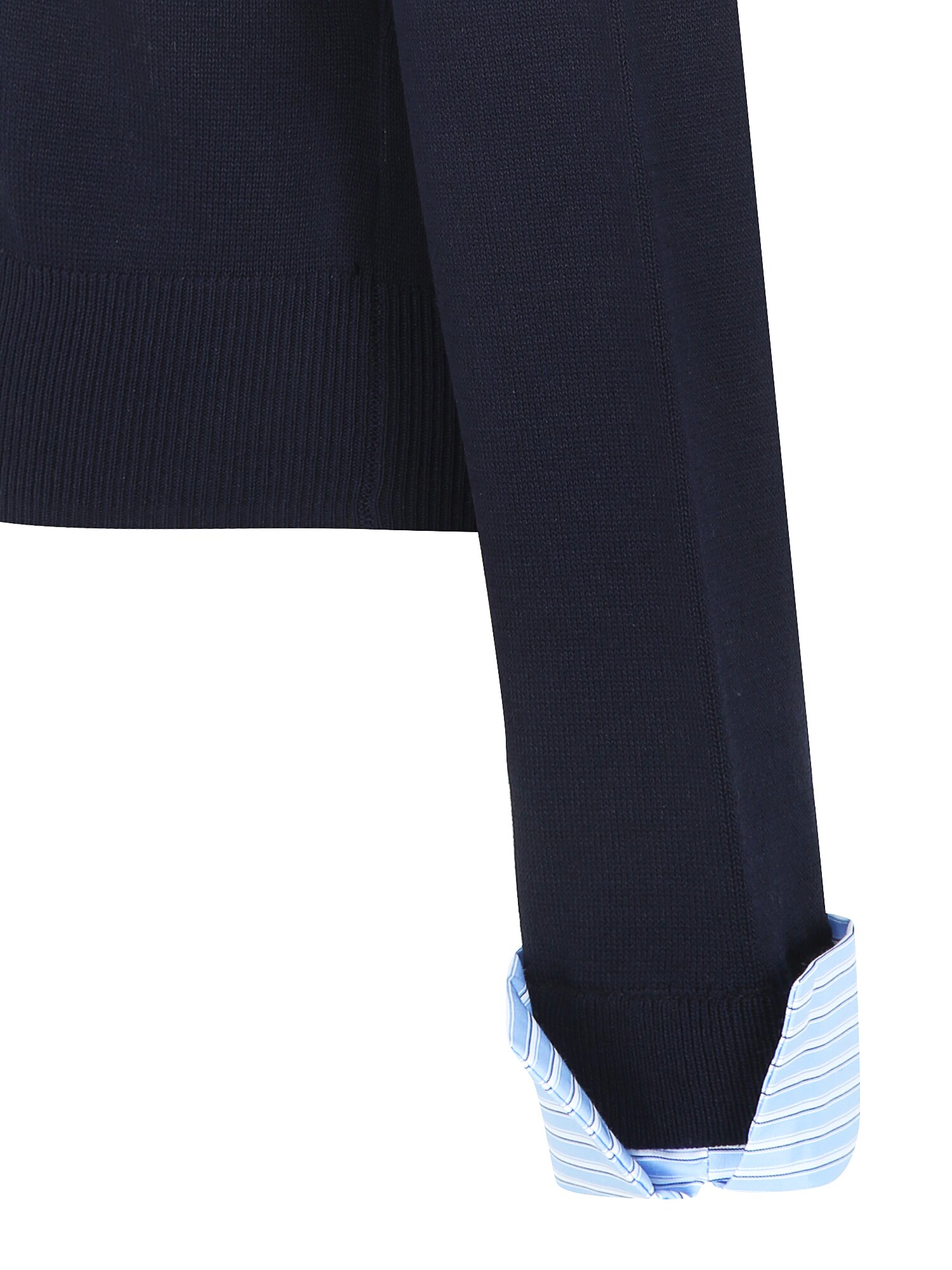 셔츠 배색 롤업 브이넥 가디건 (NAVY)