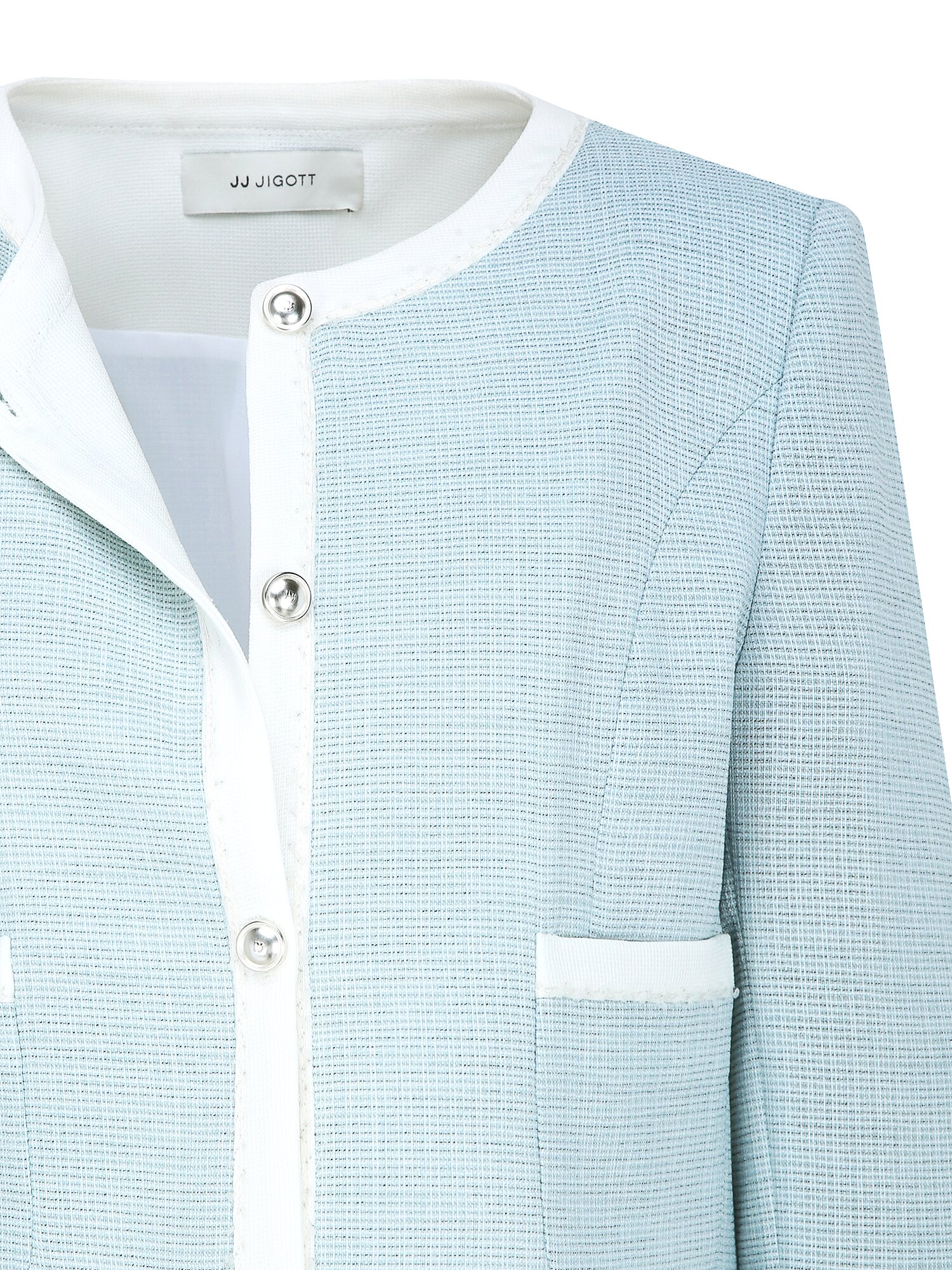 라인 배색 라운드넥 크롭 재킷 (MINT)