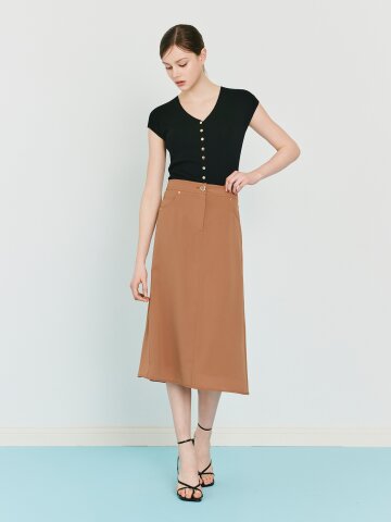 백 슬릿 밴딩 A라인 스커트 