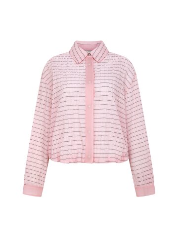 링클 스트라이프 스트링 블라우스 