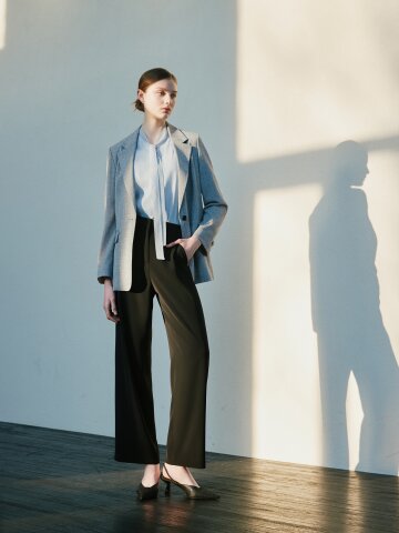 노턱 백 밴딩 와이드 팬츠 