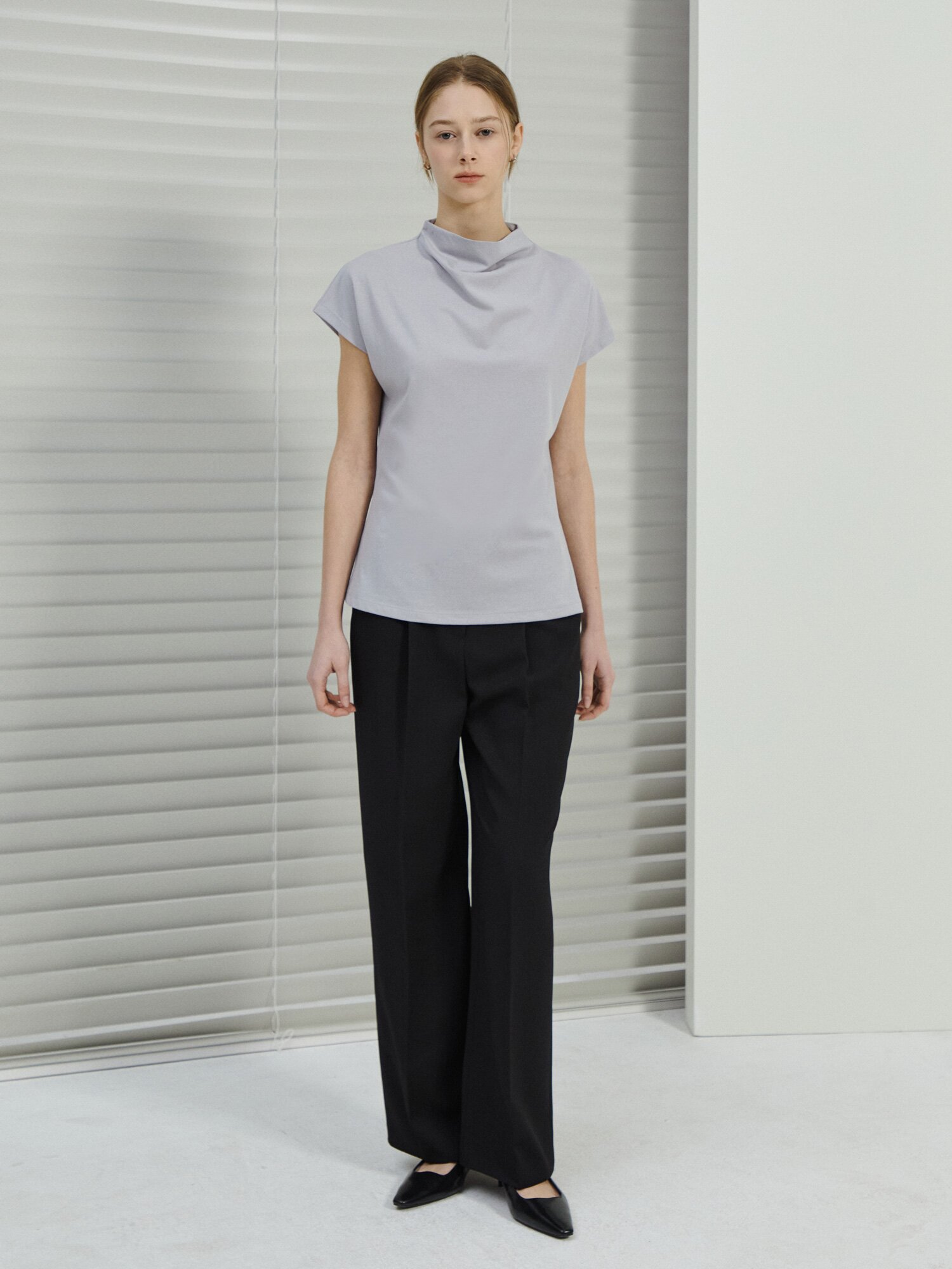 원턱 세미 와이드 팬츠 (BLACK)