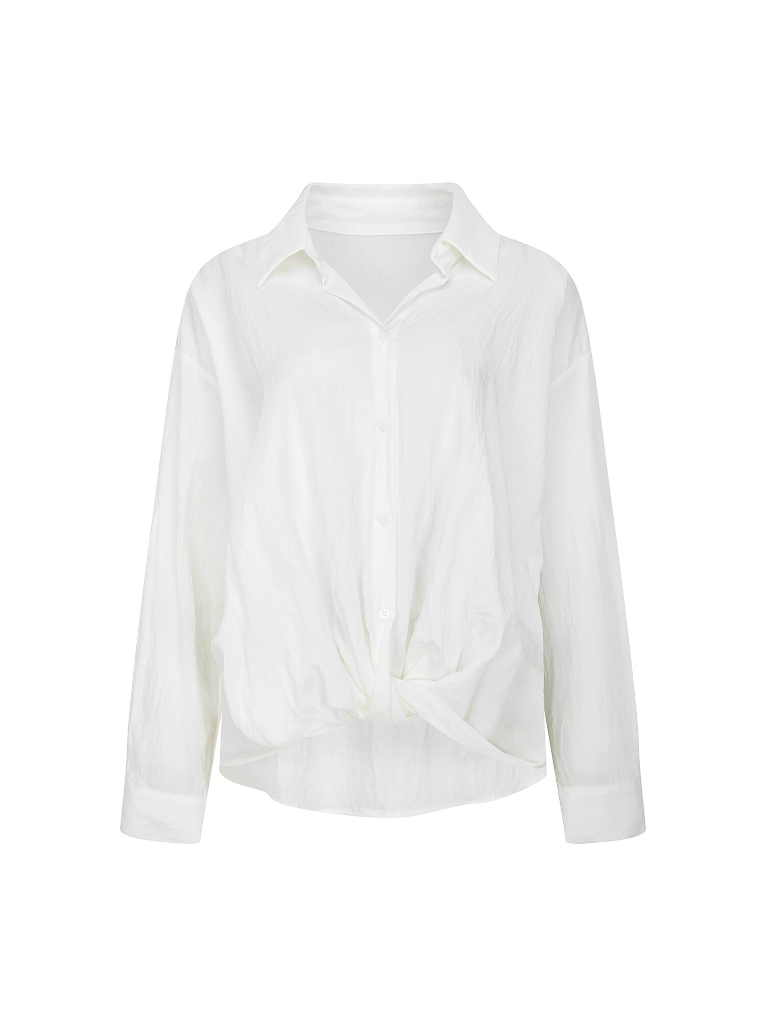 루즈핏 트위스트 롤업 블라우스 (WHITE)