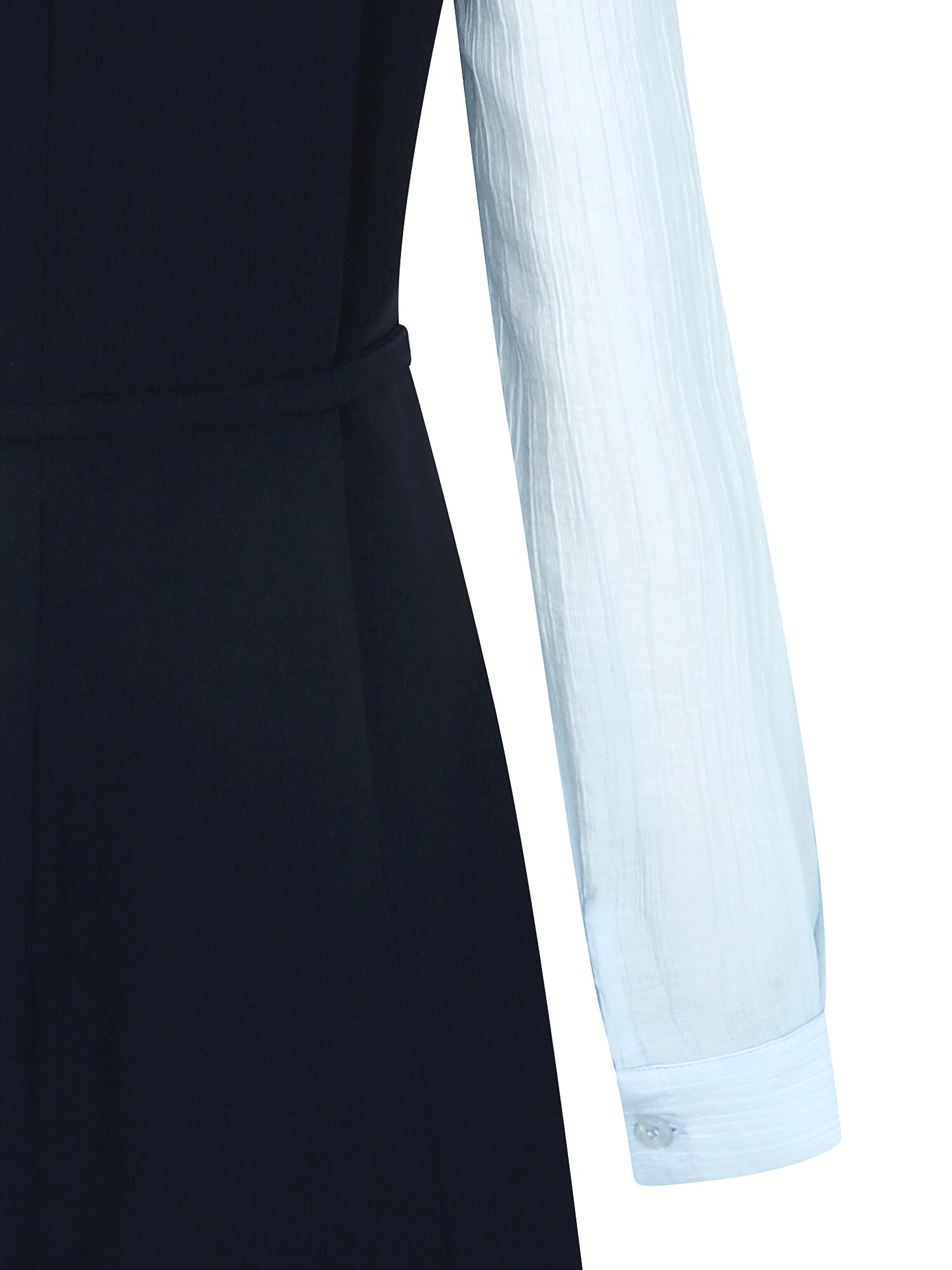 셔츠 배색 뷔스티에 플레어 원피스 (NAVY)