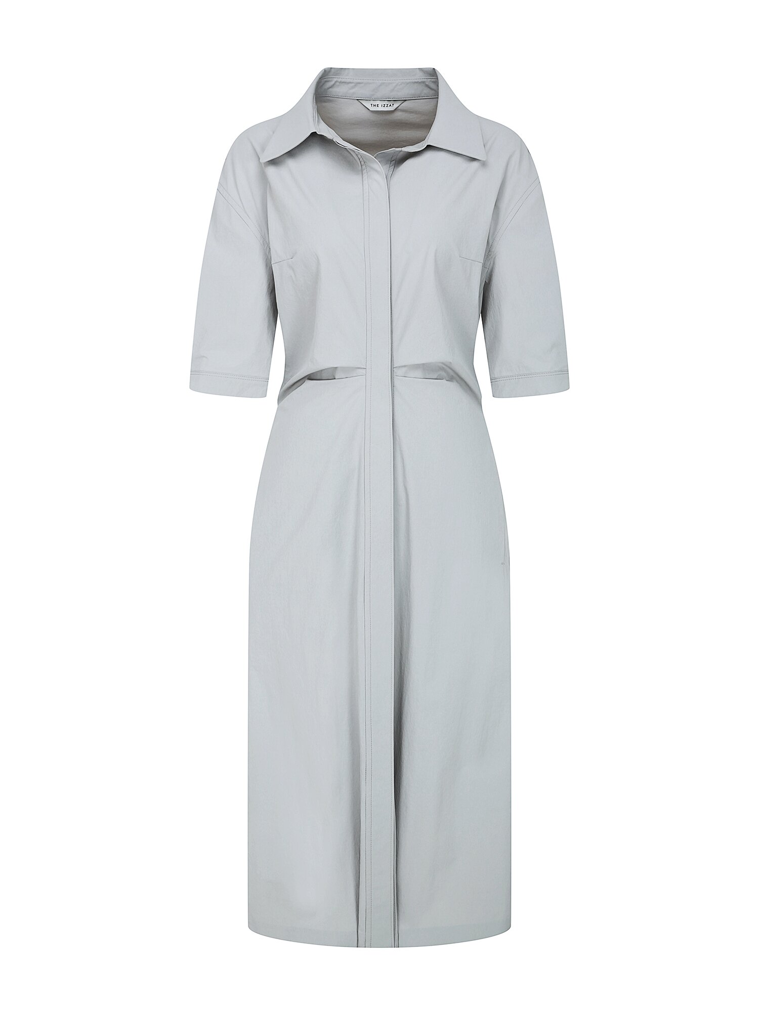 백 트위스트 H라인 셔츠 원피스 (LIGHT GREY)