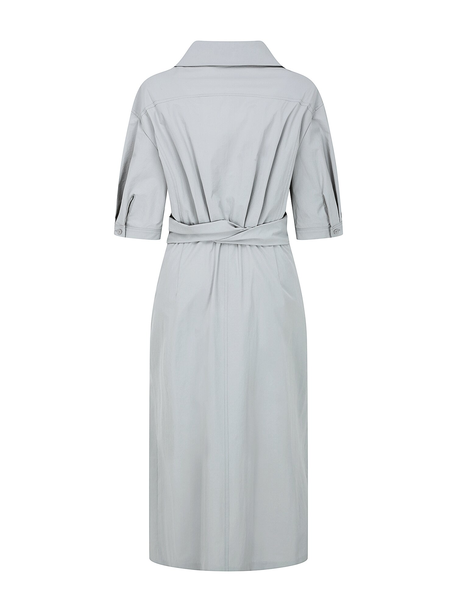 백 트위스트 H라인 셔츠 원피스 (LIGHT GREY)