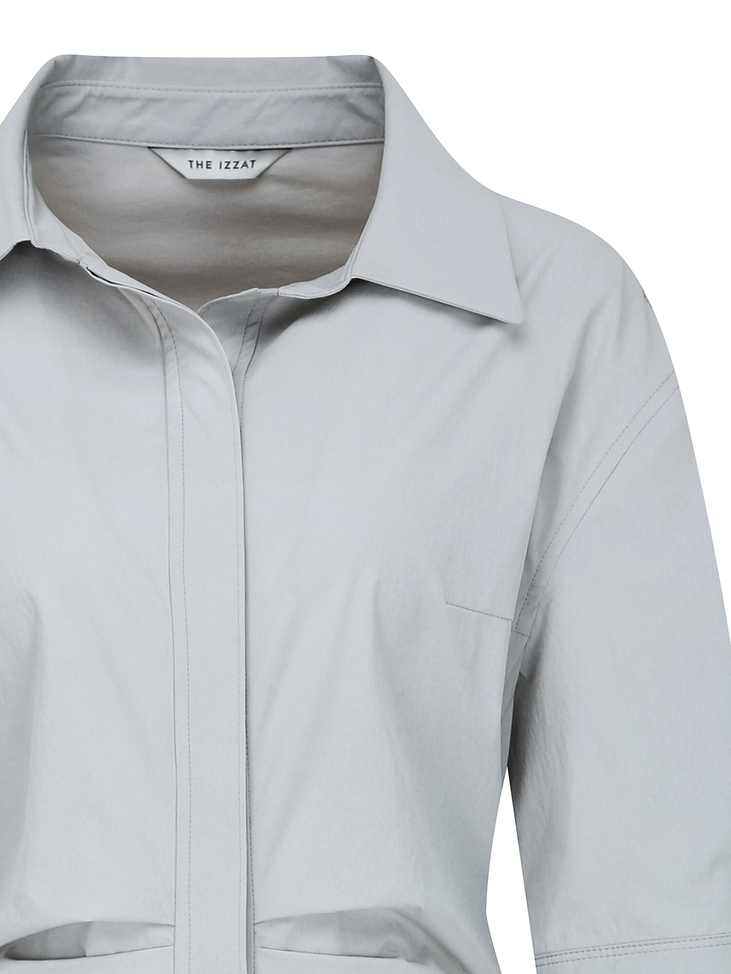 백 트위스트 H라인 셔츠 원피스 (LIGHT GREY)