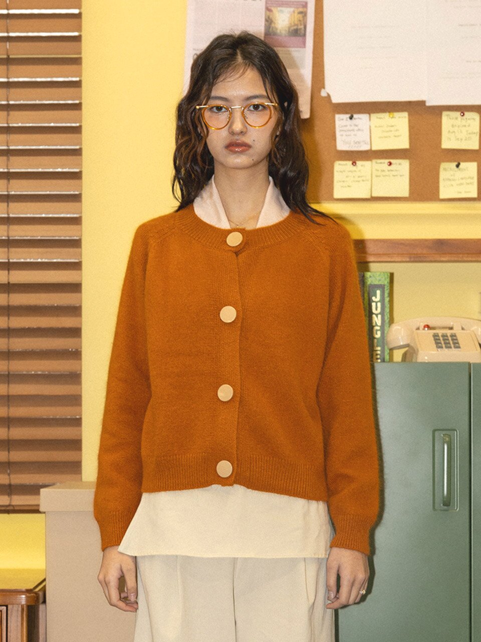 DD_Button front cardigan_ORANGE