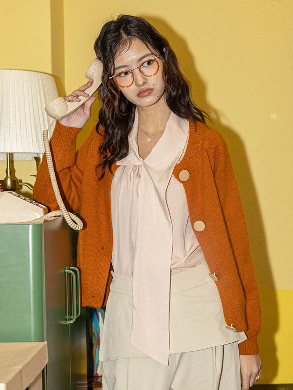 DD_Button front cardigan_ORANGE