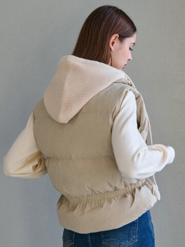 노바 니트 후드 패딩 베스트