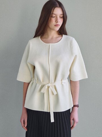 벨티드 글로우 니트 탑