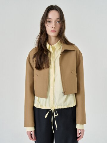 Wide Collar Crop Jacket (2color)