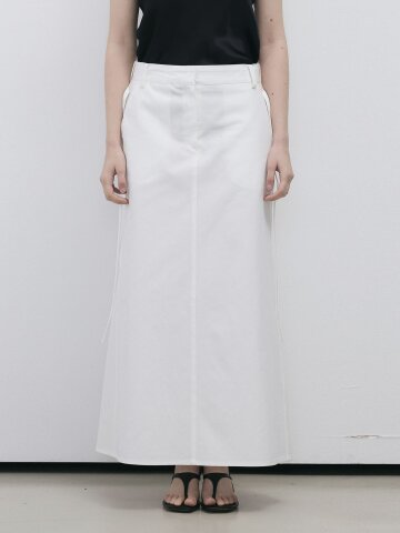 COTTON BLEND MAXI SKIRT - WHITE