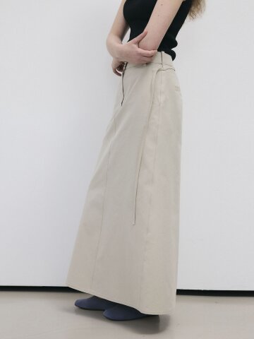 COTTON BLEND MAXI SKIRT - BEIGE