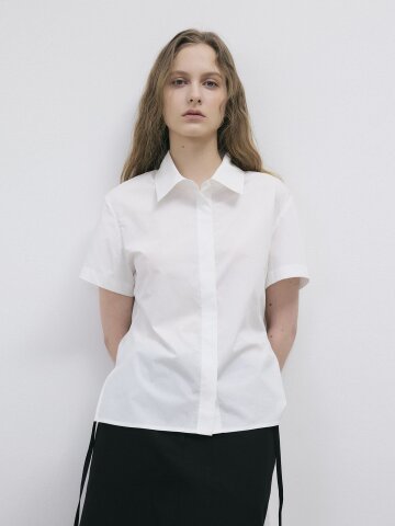 WAIST BACK STRAP SHIRT - WHITE