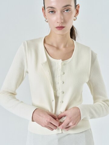 Deep Round Knit Vest (2color)