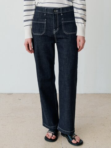 STITCH POCKET STRAIGHT DENIM (DBL)