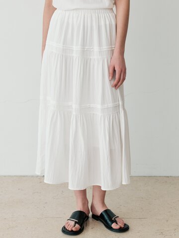 SOFT TIERED LONG SKIRT (WH)