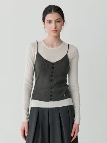 LAYERED KNIT SLEEVELESS TOP (LBE)