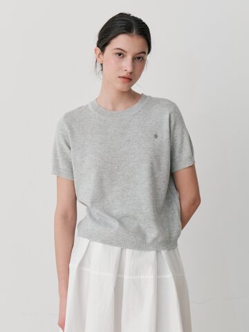 ROUND SHORT-SLEEVE KNIT (LGY)