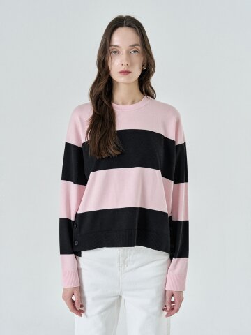 Button Stripe Knit Top (2color)
