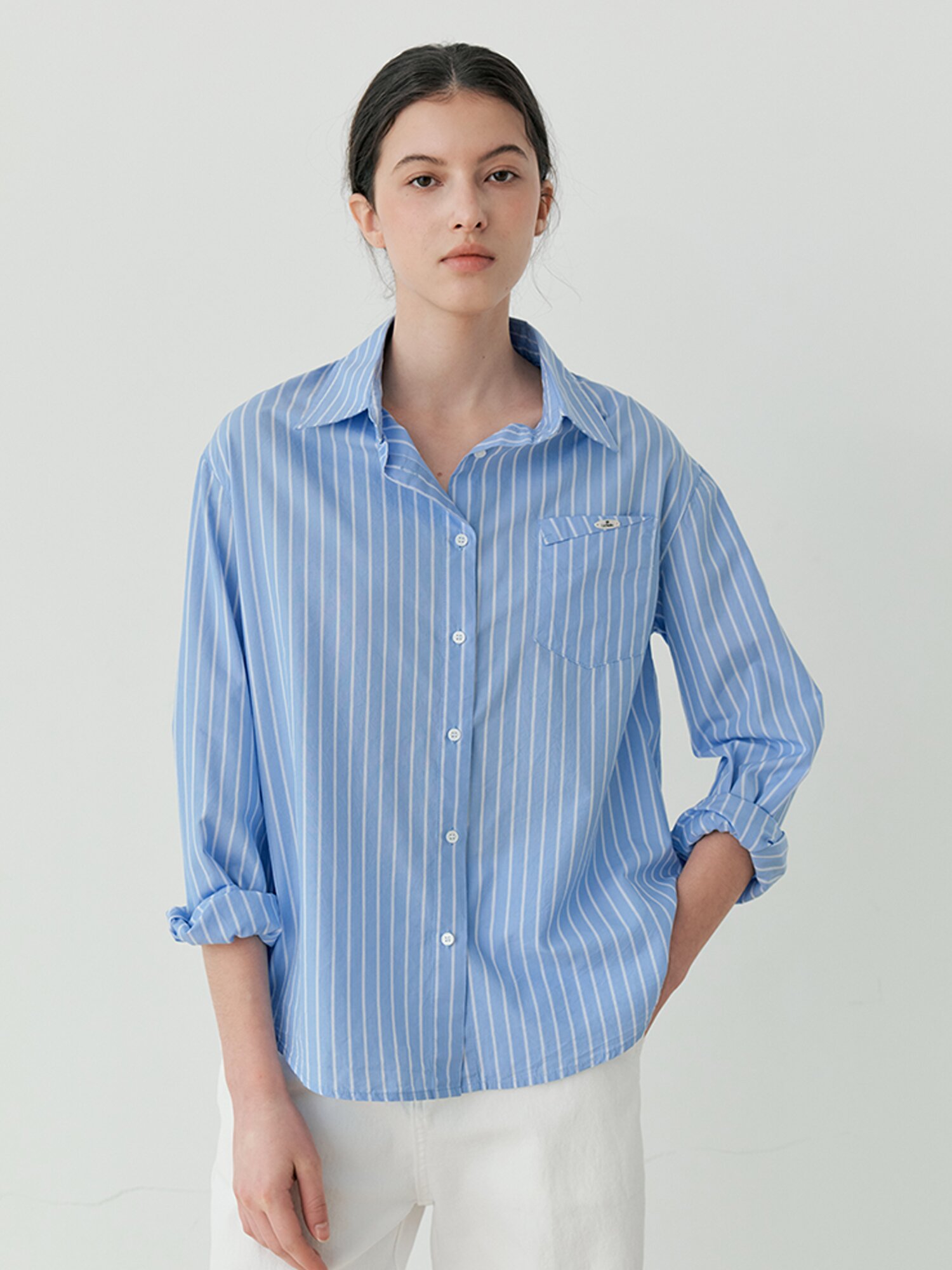 HI-LOW STRIPED SHIRT (BL)