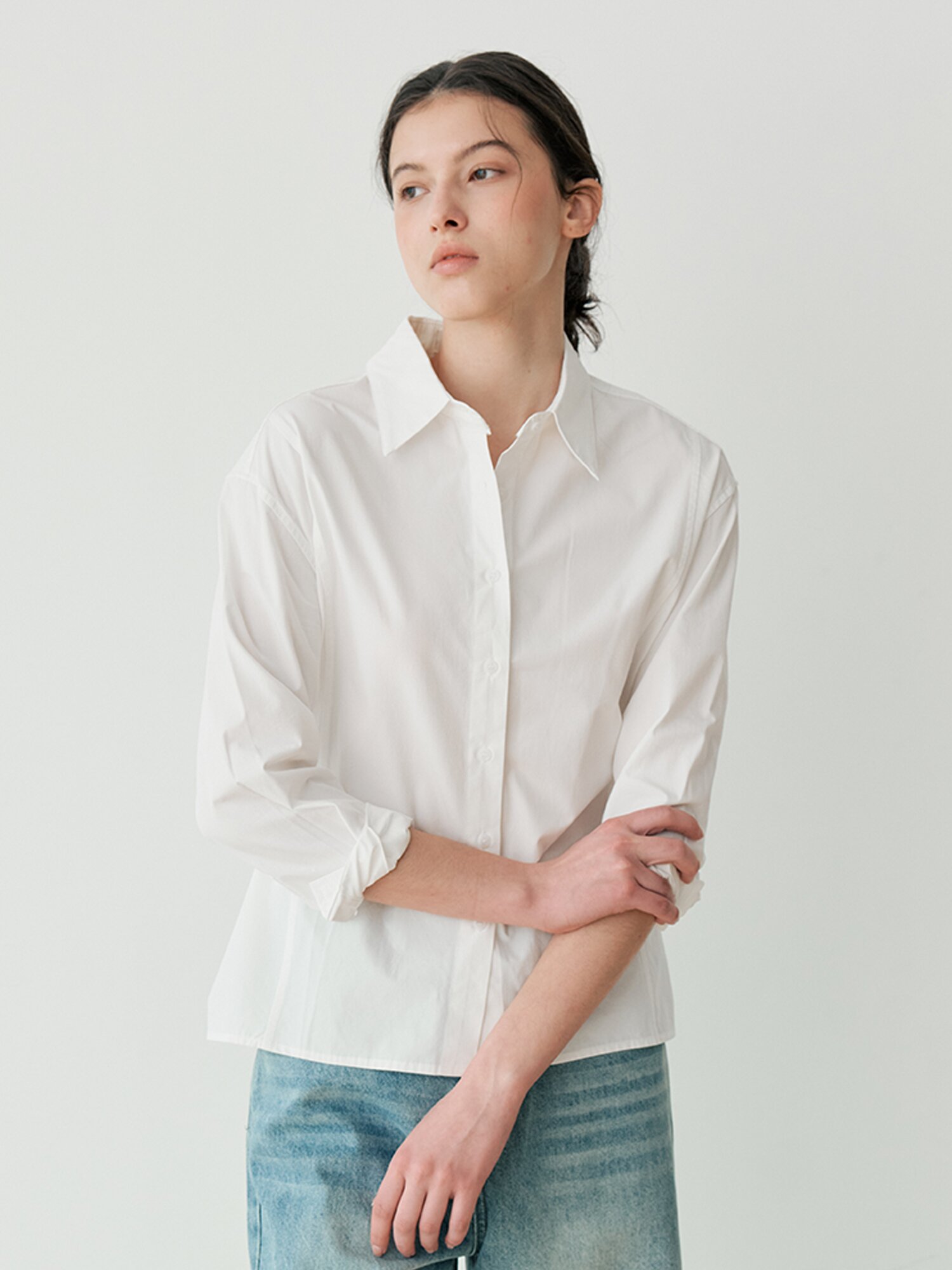 SIDE BUTTON ADJUSTABLE SHIRT (WH)