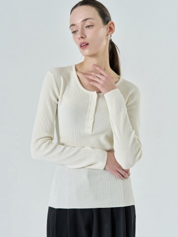 Slim Ribbed Knit T-shirt (2color)