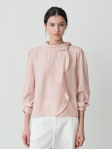 DRAPED HIGH-NECK BLOUSE (PK)