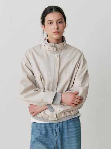 STRAP HIGH-NECK CROPPED JACKET (LGY)