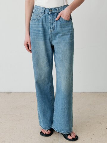 NATURAL FADE STRAIGHT DENIM PANTS (BL)
