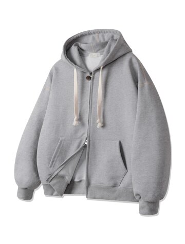 바켄 클래식 투웨이 버튼 무지 후드 집업 BK7975_멜란지그레이