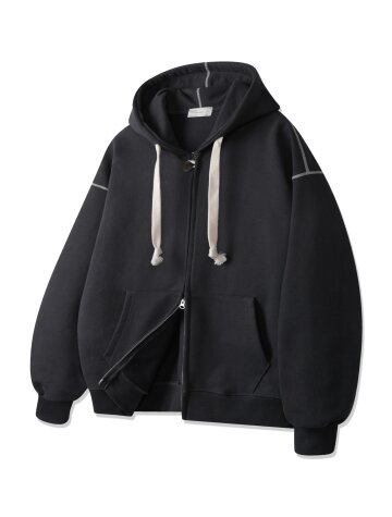 바켄 클래식 투웨이 버튼 무지 후드 집업 BK7975_차콜