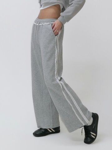 Y2K 레이스 핫픽스 와이드 트랙 팬츠_Dare to Shine [그레이]