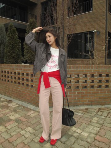 스트레이트핏 컬러 데님팬츠 