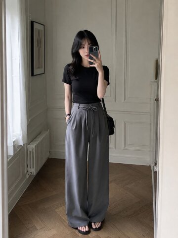 투버튼 핀턱 슬랙스 팬츠 