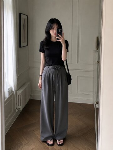 투버튼 핀턱 슬랙스 팬츠 