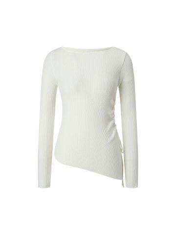 셔링 언밸런스 풀오버 니트 