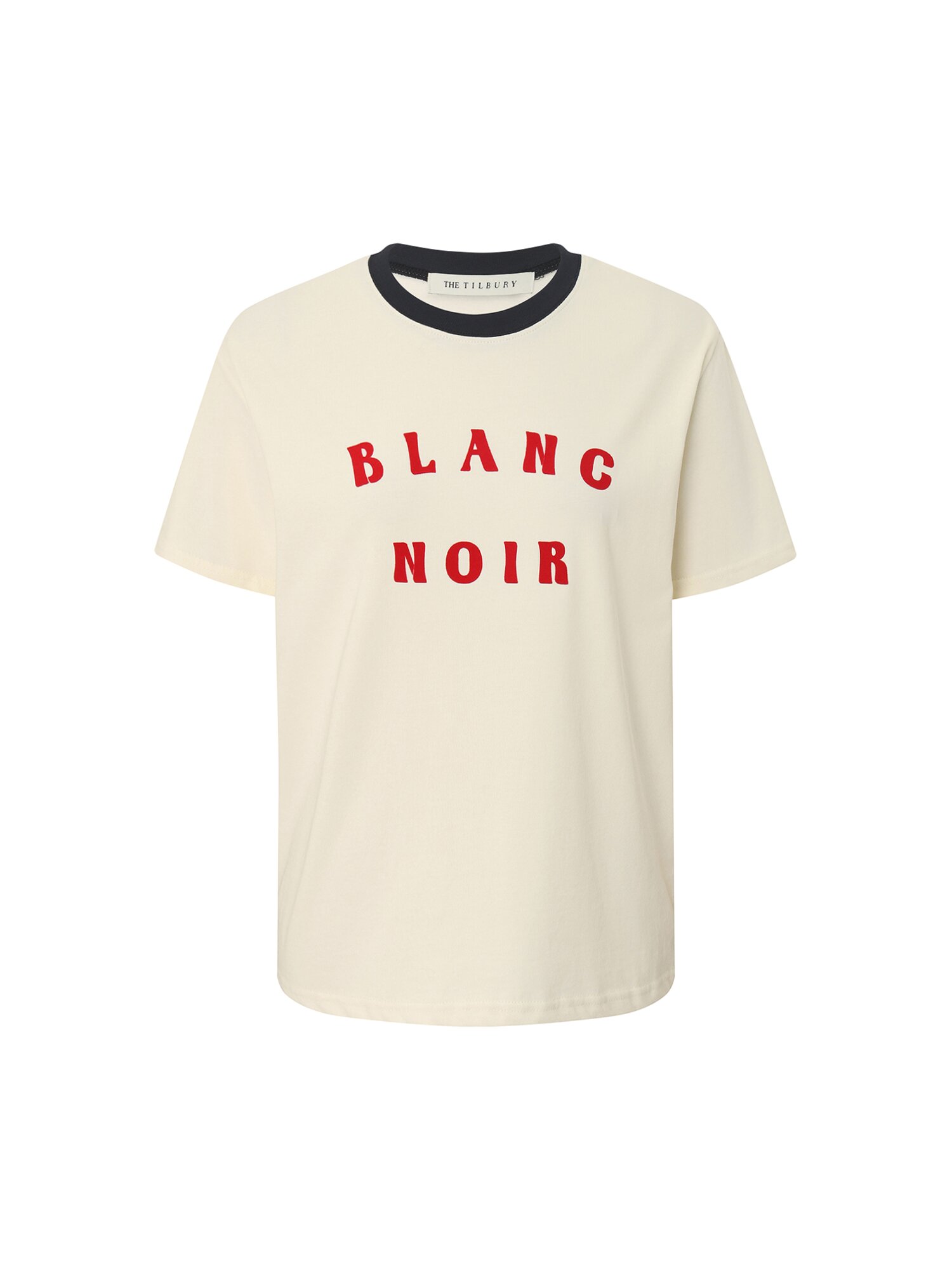 레터링 배색 링거 티셔츠 (CREAM)