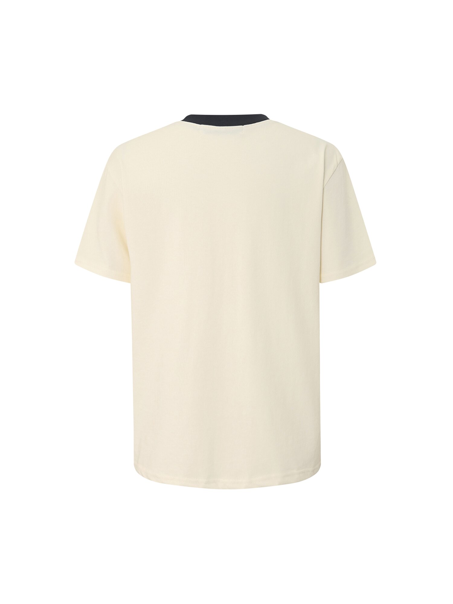 레터링 배색 링거 티셔츠 (CREAM)