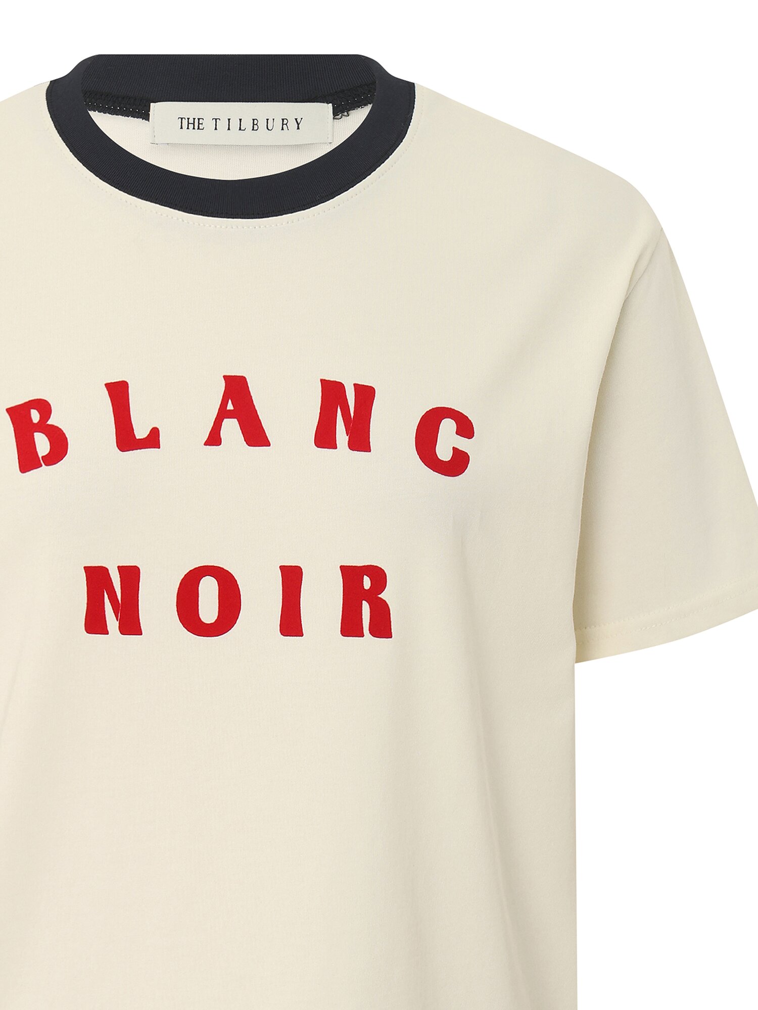 레터링 배색 링거 티셔츠 (CREAM)