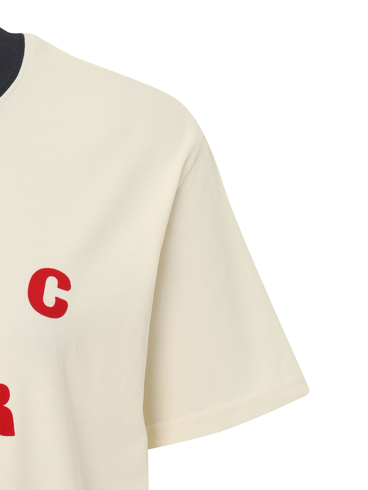 레터링 배색 링거 티셔츠 (CREAM)