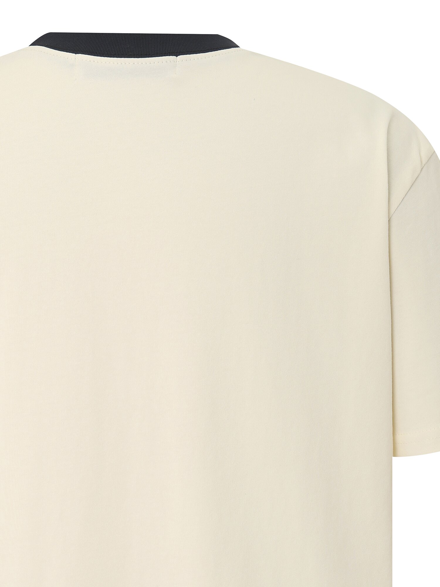 레터링 배색 링거 티셔츠 (CREAM)