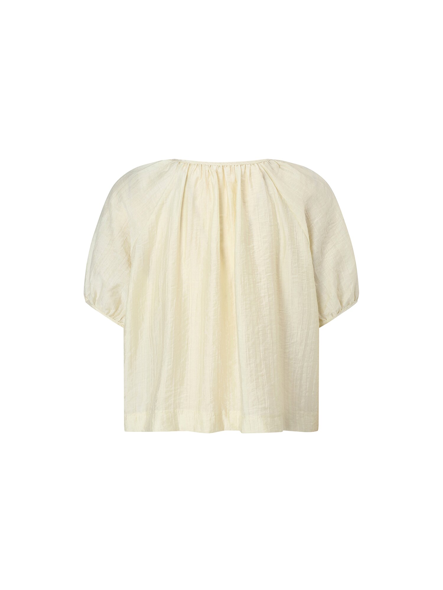 볼륨 스트랩 오픈 블라우스 (LIGHT YELLOW)