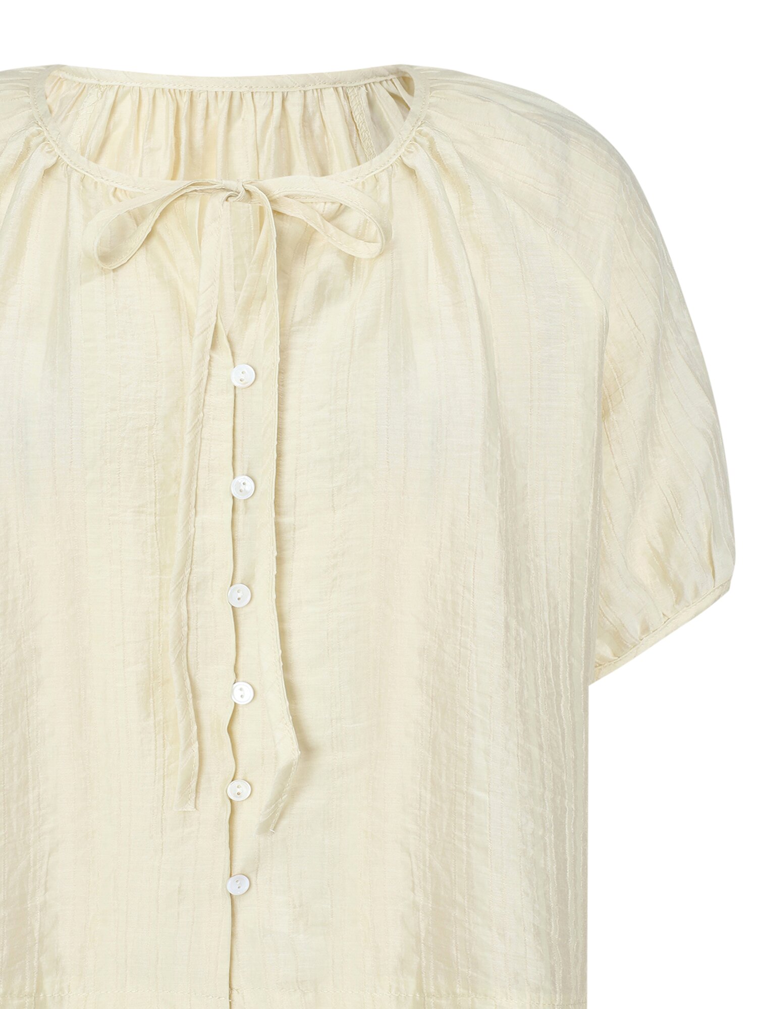 볼륨 스트랩 오픈 블라우스 (LIGHT YELLOW)