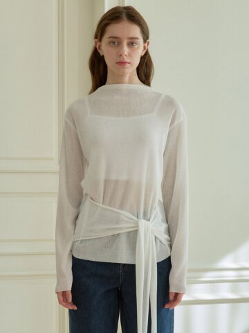 MIAKE BELT TIE T-SHIRT_WHITE