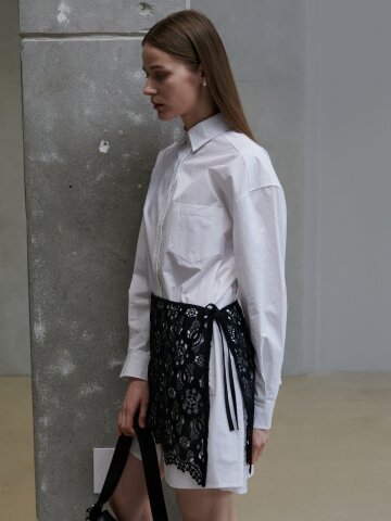 레이스 랩 레이어드 스커트_블랙