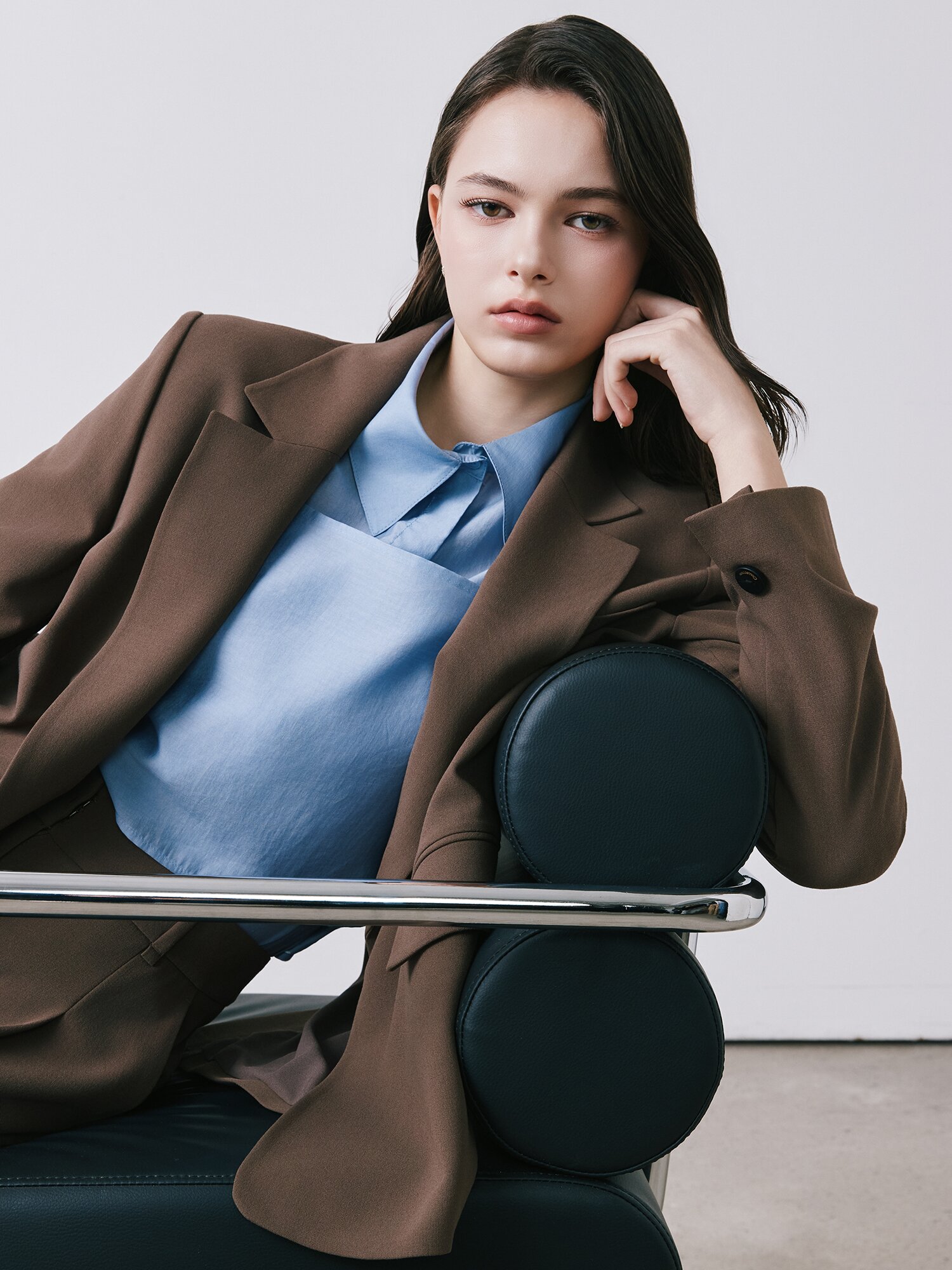 루즈핏 백 슬릿 오픈 재킷 (BROWN)